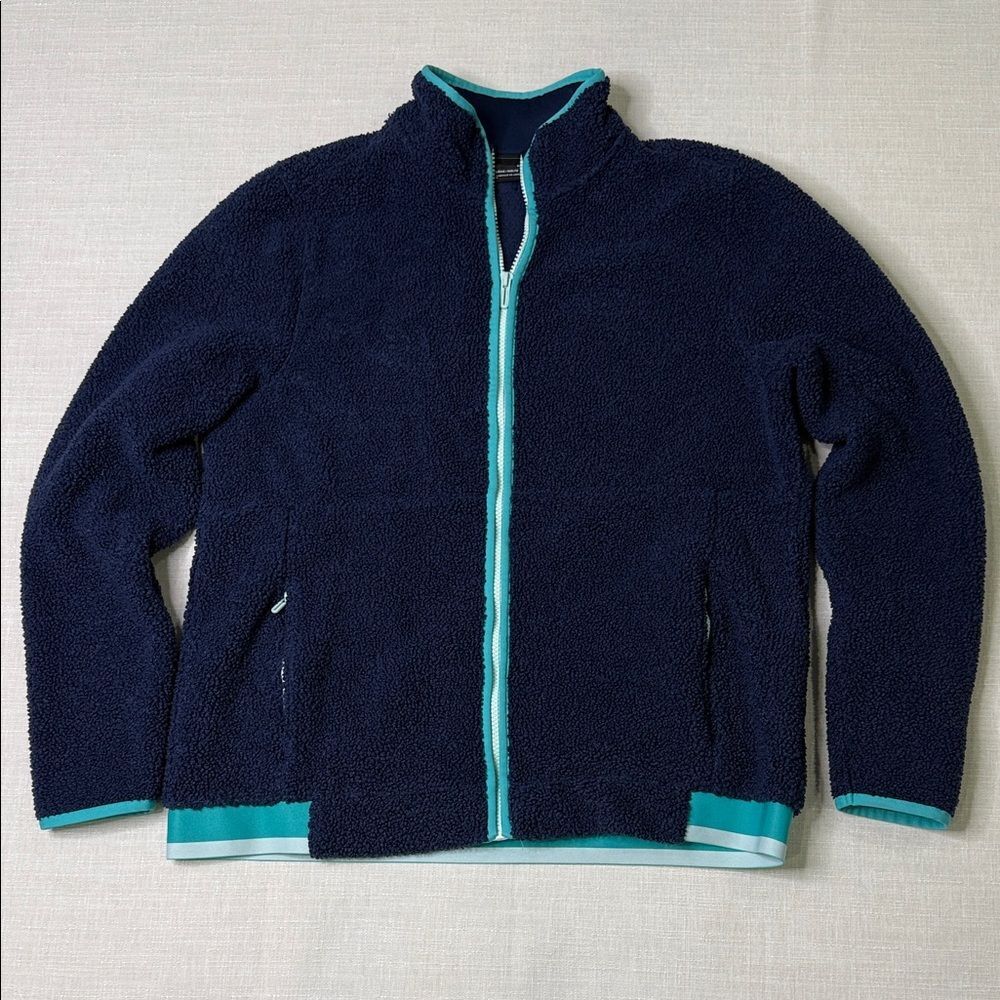 Under Armour Golf full-zip fleece jacket in navy blue with teal trim